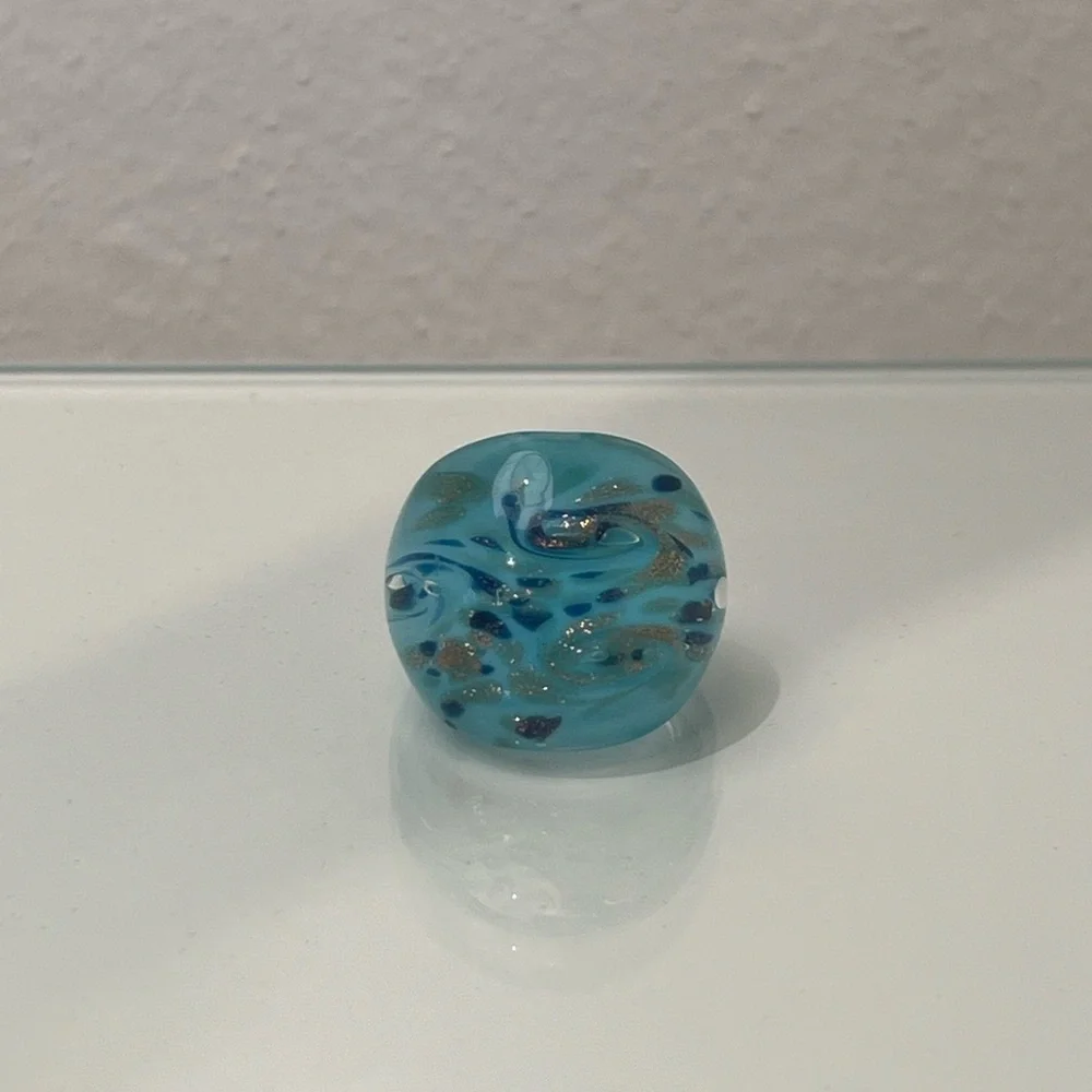 Vintage Murano Glass Blue Gold Swirl Statement Ring
